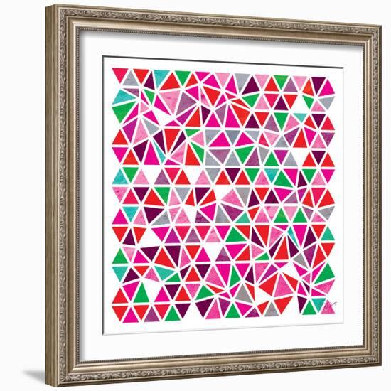 Triangles - Pink and Green-Dominique Vari-Framed Art Print