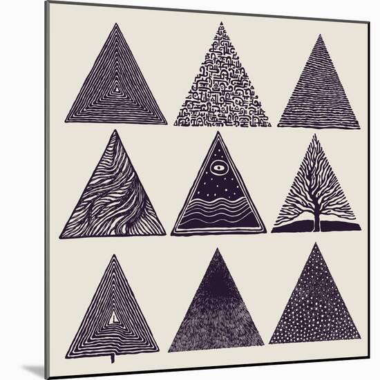 Triangles Set. Vector Illustration.-jumpingsack-Mounted Art Print