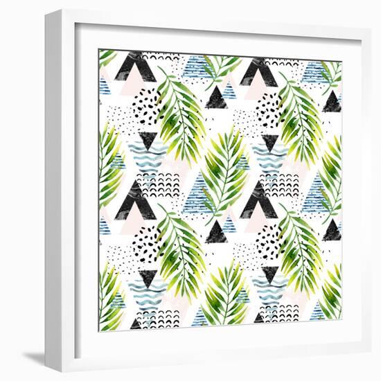 Triangles with Palm Tree Leaves-tanycya-Framed Art Print