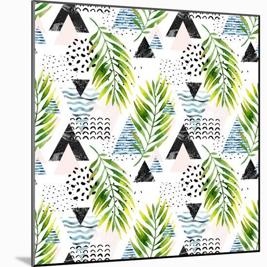 Triangles with Palm Tree Leaves-tanycya-Mounted Art Print