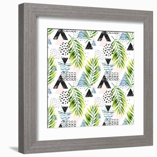 Triangles with Palm Tree Leaves-tanycya-Framed Art Print