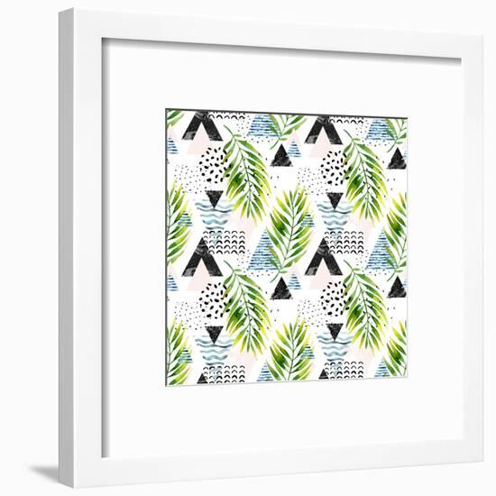 Triangles with Palm Tree Leaves-tanycya-Framed Art Print