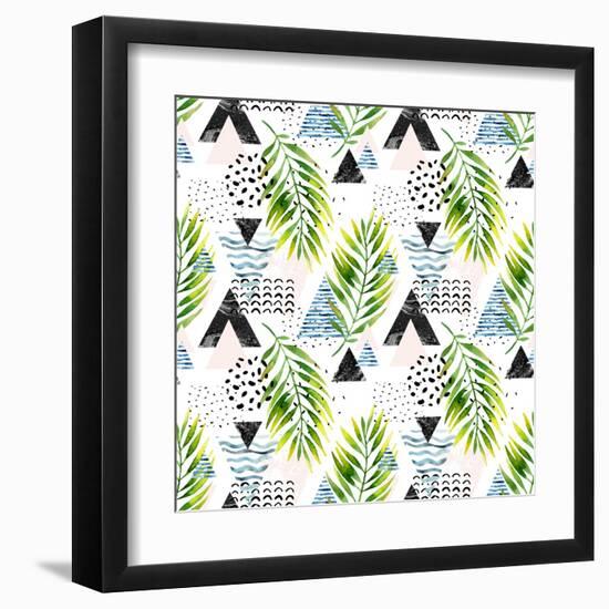 Triangles with Palm Tree Leaves-tanycya-Framed Art Print