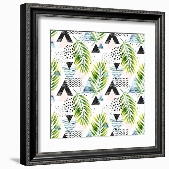 Triangles with Palm Tree Leaves-tanycya-Framed Art Print