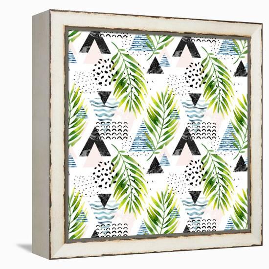 Triangles with Palm Tree Leaves-tanycya-Framed Stretched Canvas