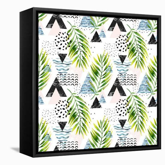 Triangles with Palm Tree Leaves-tanycya-Framed Stretched Canvas