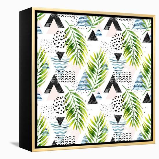 Triangles with Palm Tree Leaves-tanycya-Framed Stretched Canvas