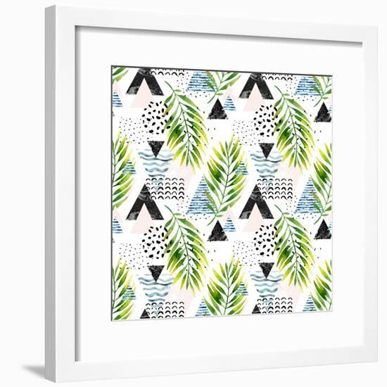 Triangles with Palm Tree Leaves-tanycya-Framed Premium Giclee Print