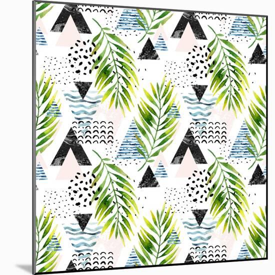 Triangles with Palm Tree Leaves-tanycya-Mounted Premium Giclee Print