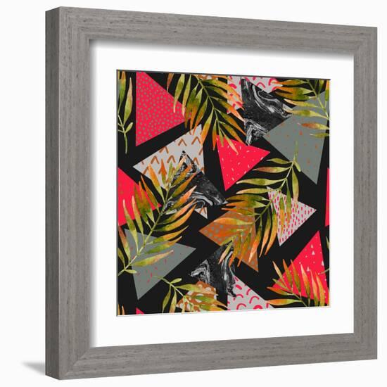 Triangles with Palm Tree Leaves-tanycya-Framed Art Print