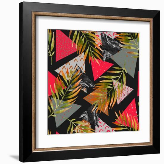 Triangles with Palm Tree Leaves-tanycya-Framed Art Print