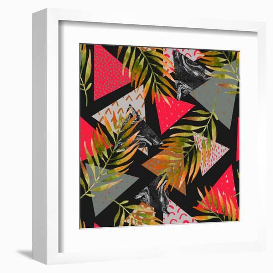 Triangles with Palm Tree Leaves-tanycya-Framed Art Print