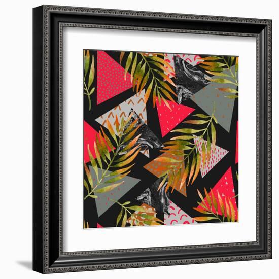 Triangles with Palm Tree Leaves-tanycya-Framed Art Print