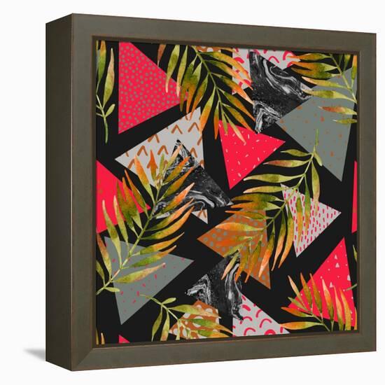 Triangles with Palm Tree Leaves-tanycya-Framed Stretched Canvas