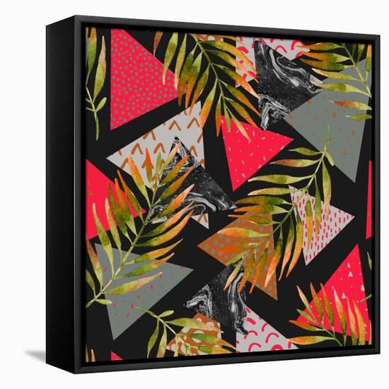 Triangles with Palm Tree Leaves-tanycya-Framed Stretched Canvas