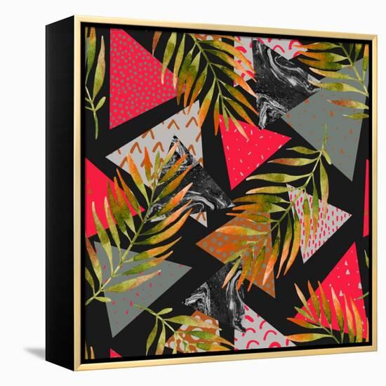 Triangles with Palm Tree Leaves-tanycya-Framed Stretched Canvas