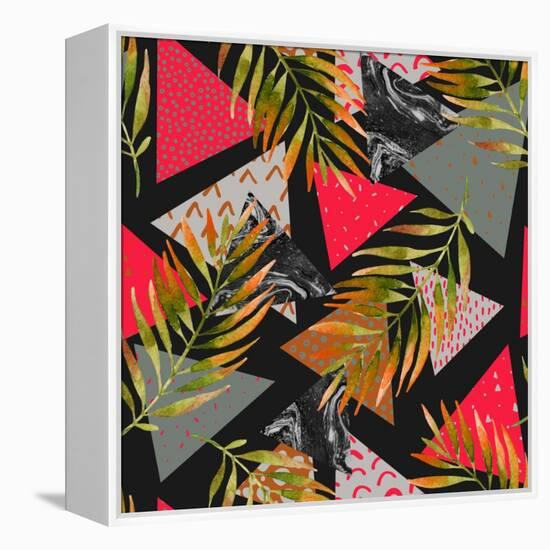 Triangles with Palm Tree Leaves-tanycya-Framed Stretched Canvas