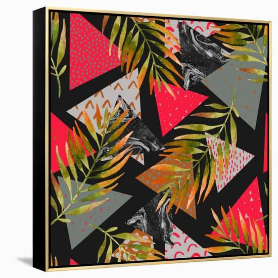 Triangles with Palm Tree Leaves-tanycya-Framed Stretched Canvas