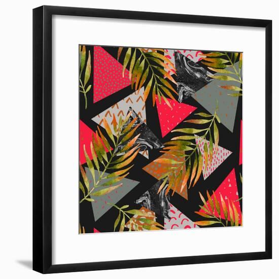 Triangles with Palm Tree Leaves-tanycya-Framed Premium Giclee Print