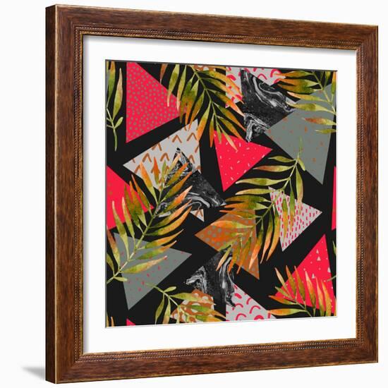 Triangles with Palm Tree Leaves-tanycya-Framed Art Print