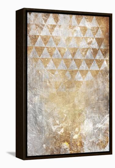 Triangular Takeover Gold-Jace Grey-Framed Stretched Canvas