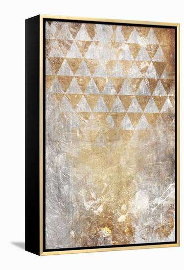 Triangular Takeover Gold-Jace Grey-Framed Stretched Canvas