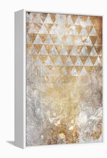 Triangular Takeover Gold-Jace Grey-Framed Stretched Canvas