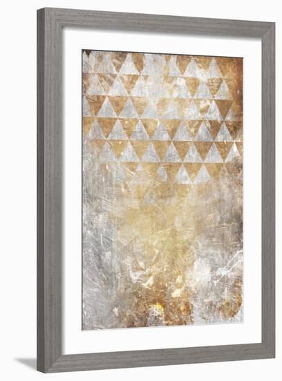 Triangular Takeover Gold-Jace Grey-Framed Art Print