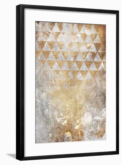 Triangular Takeover Gold-Jace Grey-Framed Art Print