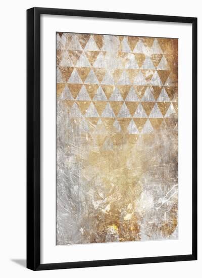 Triangular Takeover Gold-Jace Grey-Framed Art Print