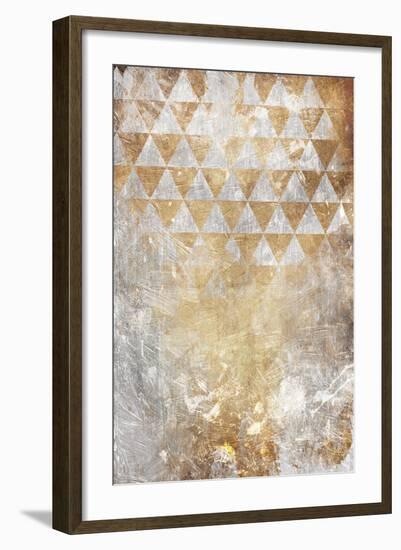 Triangular Takeover Gold-Jace Grey-Framed Art Print