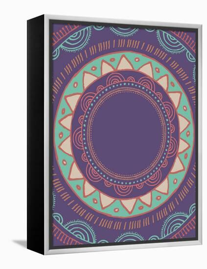 Tribal Bohemian Mandala Background with round Ornament Pattern-Marish-Framed Stretched Canvas