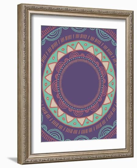 Tribal Bohemian Mandala Background with round Ornament Pattern-Marish-Framed Art Print