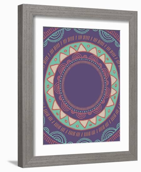 Tribal Bohemian Mandala Background with round Ornament Pattern-Marish-Framed Art Print