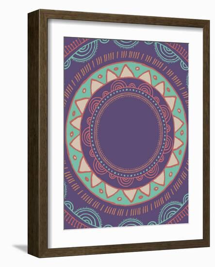 Tribal Bohemian Mandala Background with round Ornament Pattern-Marish-Framed Art Print