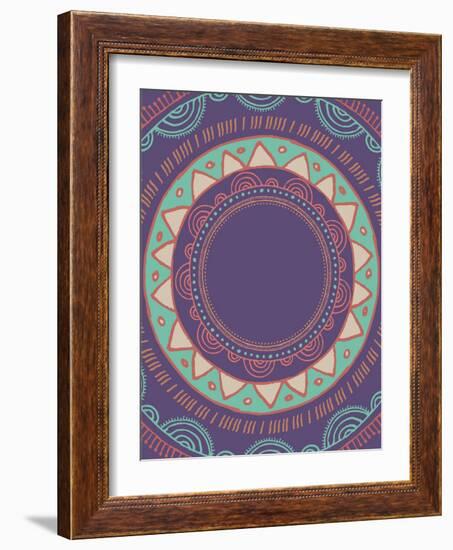 Tribal Bohemian Mandala Background with round Ornament Pattern-Marish-Framed Art Print