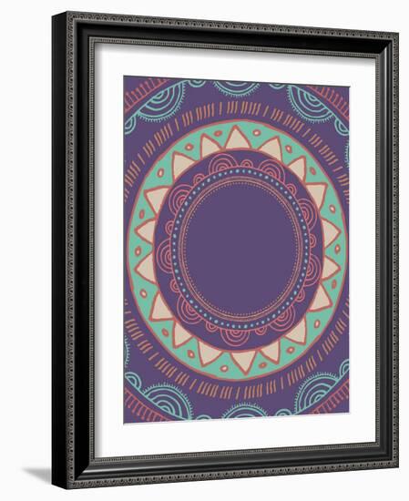 Tribal Bohemian Mandala Background with round Ornament Pattern-Marish-Framed Art Print