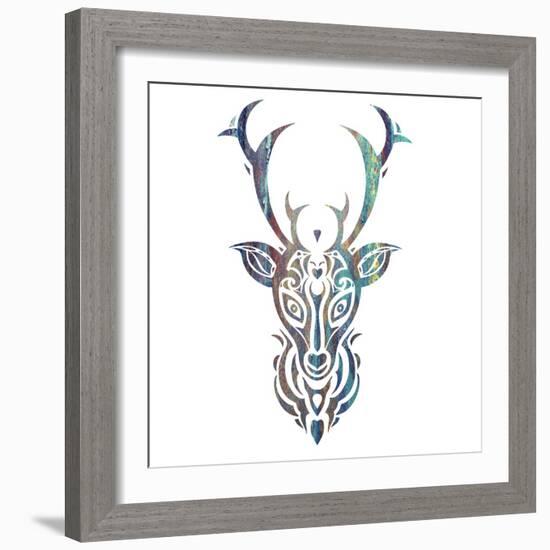 Tribal Buck 3-Melody Hogan-Framed Art Print