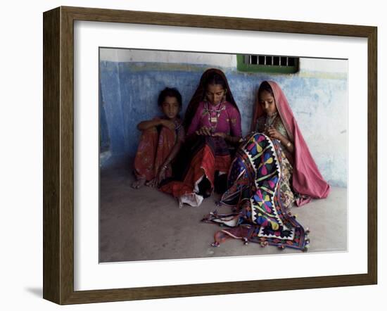 Tribal Crafts of Embroidery and Applique, Kutch District, Gujarat State, India-John Henry Claude Wilson-Framed Photographic Print