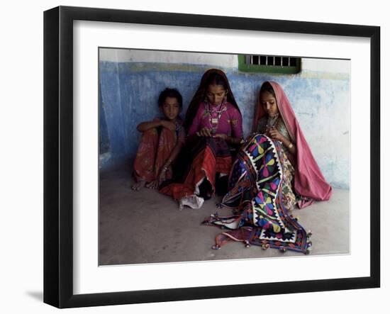 Tribal Crafts of Embroidery and Applique, Kutch District, Gujarat State, India-John Henry Claude Wilson-Framed Photographic Print