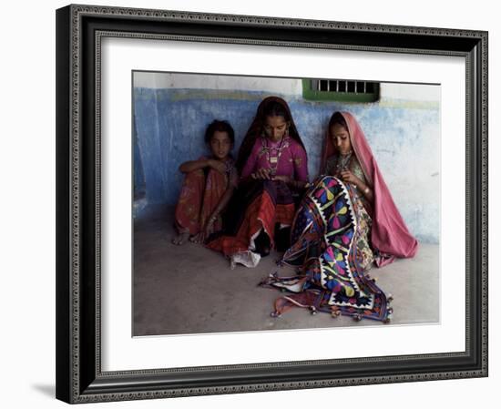 Tribal Crafts of Embroidery and Applique, Kutch District, Gujarat State, India-John Henry Claude Wilson-Framed Photographic Print