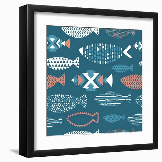 Tribal Fish Pattern-Tasiania-Framed Art Print