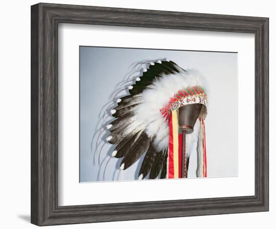 Tribal Headdress, Sioux Tribe (Textile and Feathers)-American-Framed Premium Giclee Print