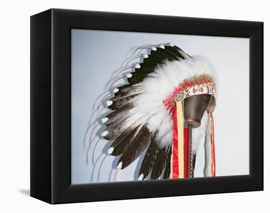 Tribal Headdress, Sioux Tribe (Textile and Feathers)-American-Framed Premier Image Canvas