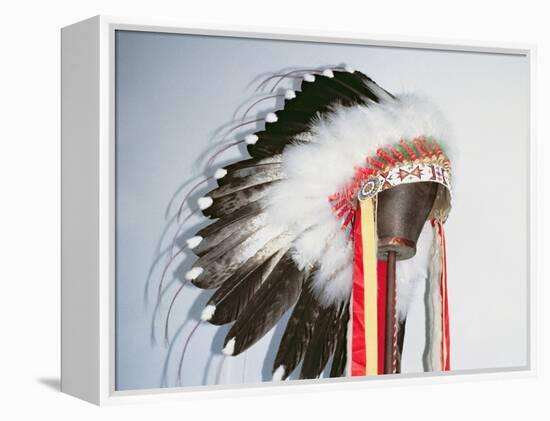 Tribal Headdress, Sioux Tribe (Textile and Feathers)-American-Framed Premier Image Canvas