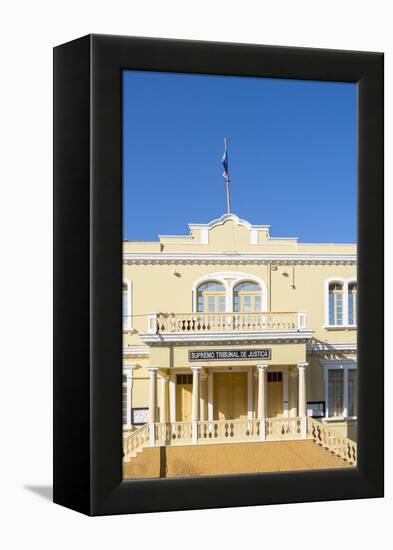 Tribunal de Justica. Traditional houses dating back to colonial times in Plato-Martin Zwick-Framed Premier Image Canvas