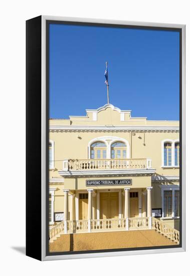 Tribunal de Justica. Traditional houses dating back to colonial times in Plato-Martin Zwick-Framed Premier Image Canvas