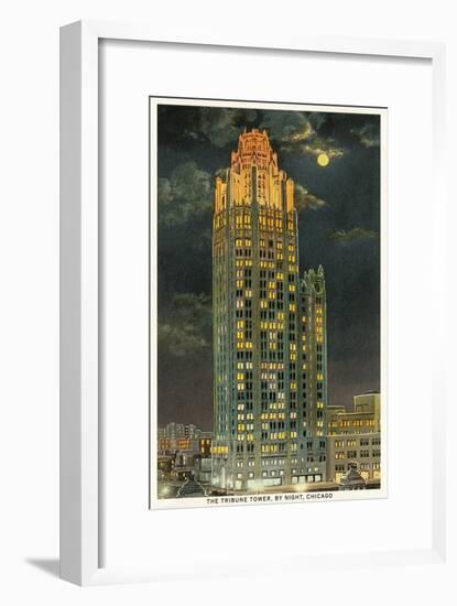 Tribune Tower by Night, Chicago, Illinois-null-Framed Art Print