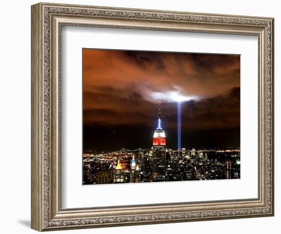 "Tribute in Light" Illuminates the Sky Over Manhattan-null-Framed Photographic Print