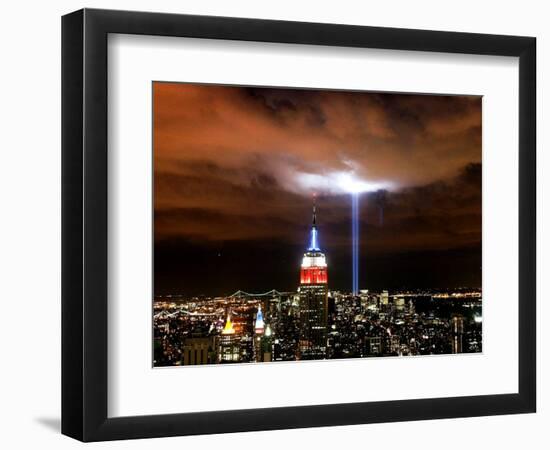 "Tribute in Light" Illuminates the Sky Over Manhattan-null-Framed Photographic Print